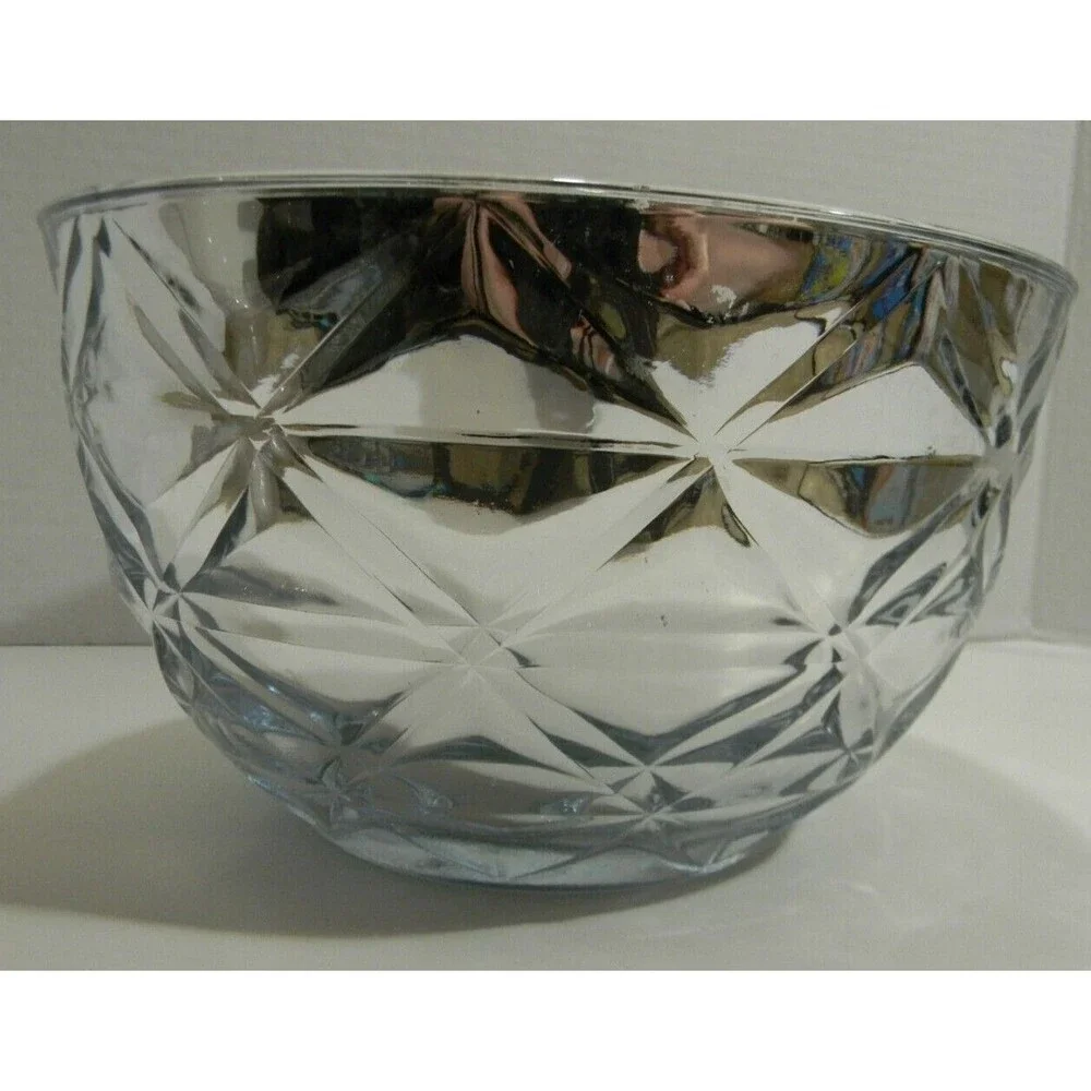 Decorative Mirrored Glass Bowl Holiday Silver 9